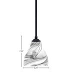 Zilo One Light Mini Pendant in Matte Black with 6.25" Onyx Swirl Shade