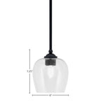 Zilo One Light Mini Pendant in Matte Black with 6" Clear Bubble Shade