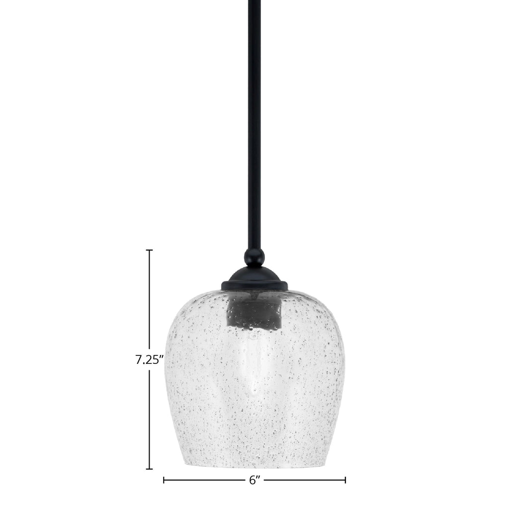 Zilo One Light Mini Pendant in Matte Black with 6" Smoke Bubble Shade