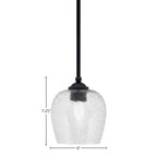 Zilo One Light Mini Pendant in Matte Black with 6" Smoke Bubble Shade