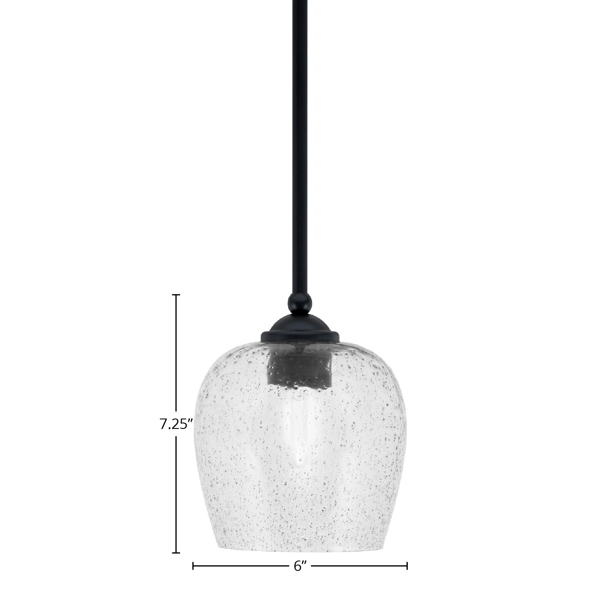 Zilo One Light Mini Pendant in Matte Black with 6" Smoke Bubble Shade