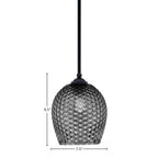 Zilo One Light Mini Pendant in Matte Black with 7.5" Smoke Textured Shade