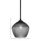Zilo One Light Mini Pendant in Matte Black with 9" Smoke Textured Shade