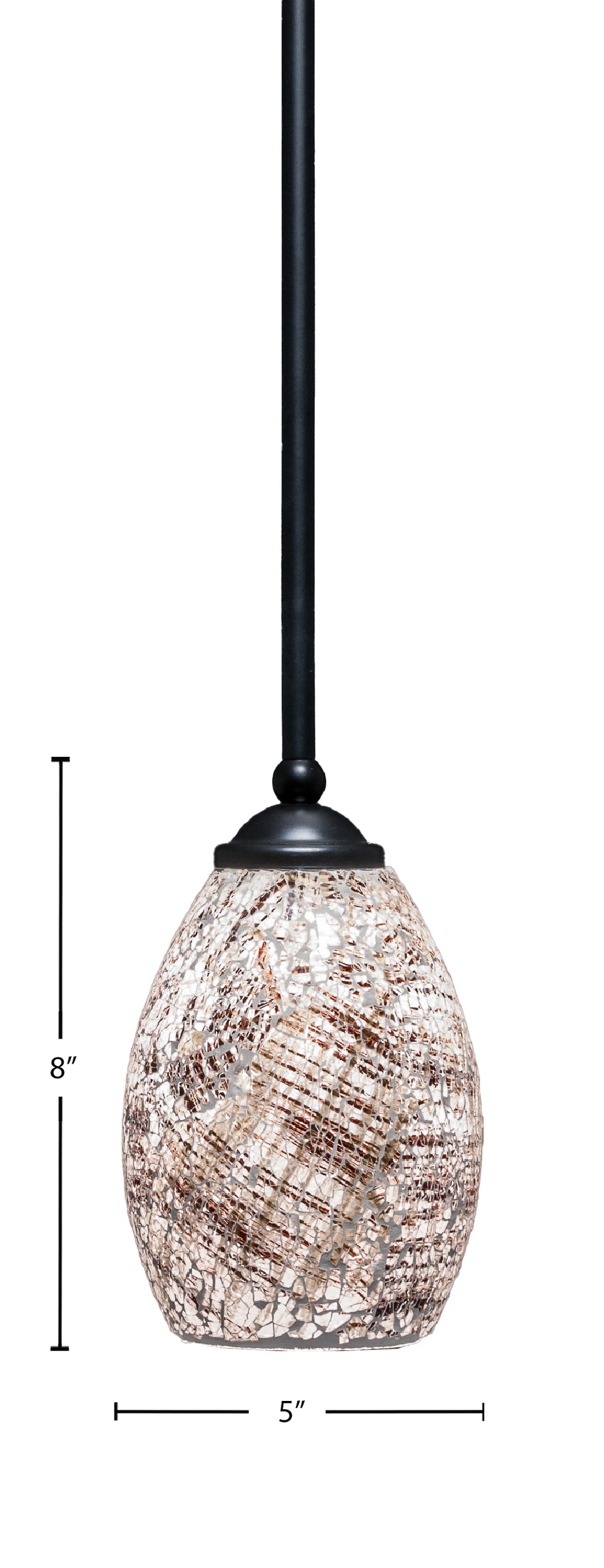 Zilo One Light Mini Pendant in Matte Black with 5" Natural Fusion Shade