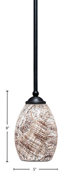 Zilo One Light Mini Pendant in Matte Black with 5" Natural Fusion Shade