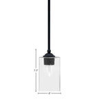 Zilo One Light Mini Pendant in Matte Black with 4" Square Clear Bubble Shade