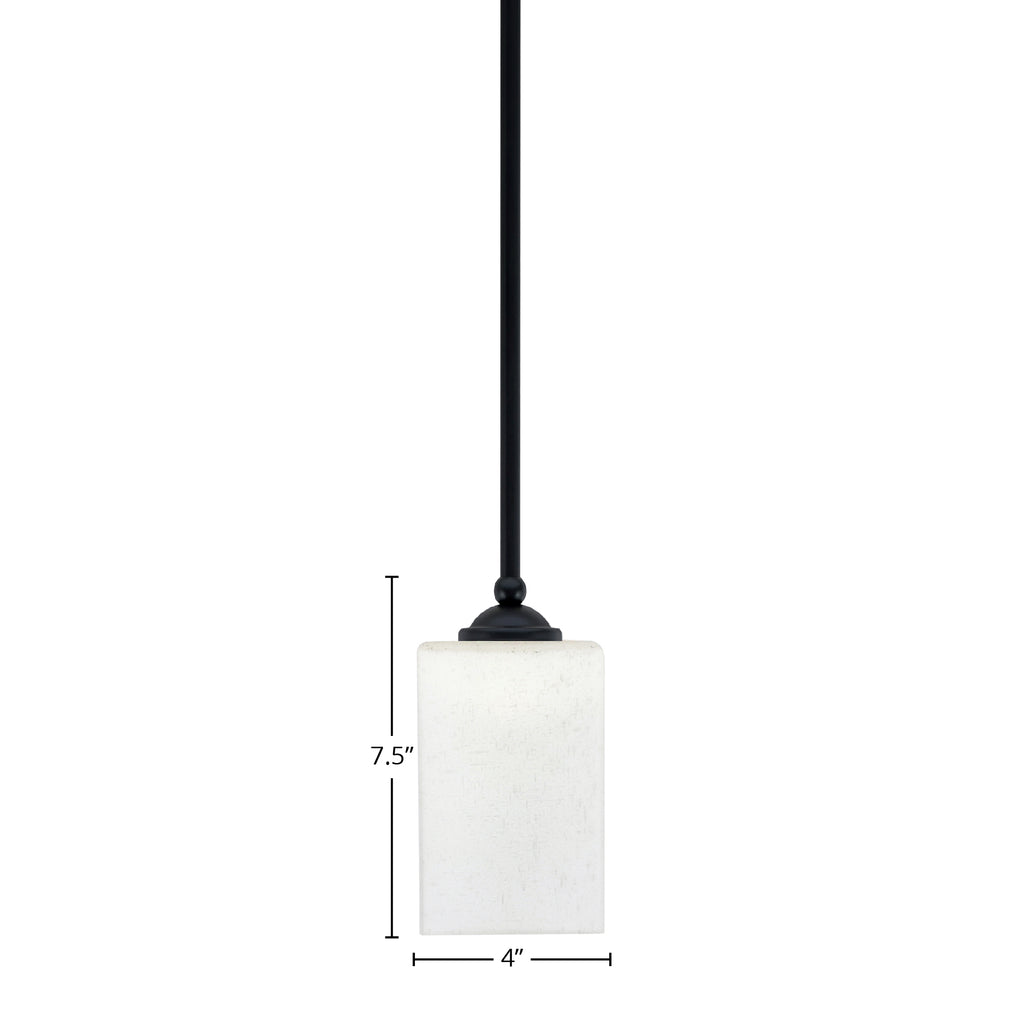 Zilo One Light Mini Pendant in Matte Black with 4" Square White Muslin Shade