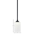 Zilo One Light Mini Pendant in Matte Black with 4" Square White Muslin Shade