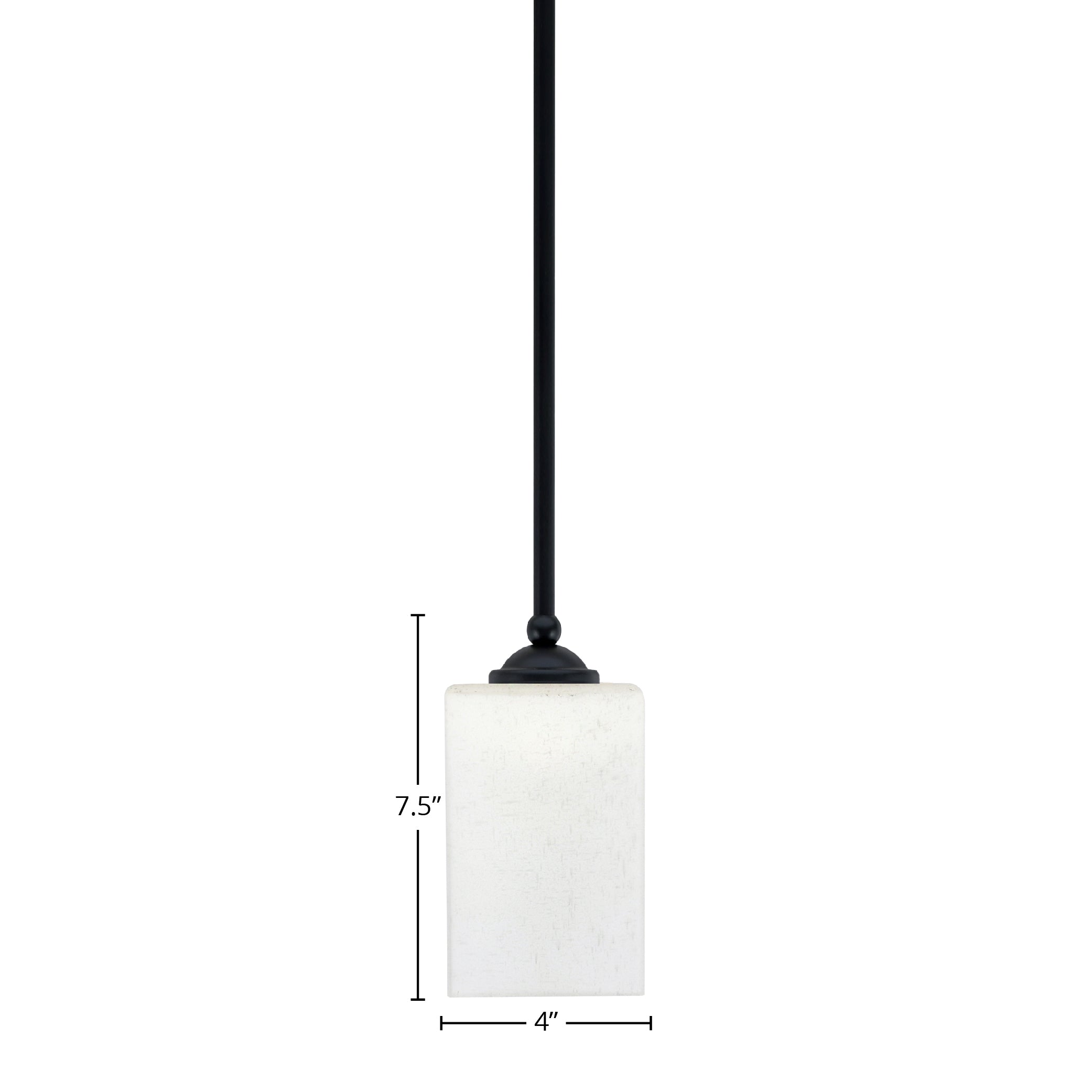 Zilo One Light Mini Pendant in Matte Black with 4" Square White Muslin Shade