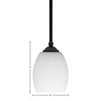 Zilo One Light Mini Pendant in Matte Black with 5" White Linen Shade