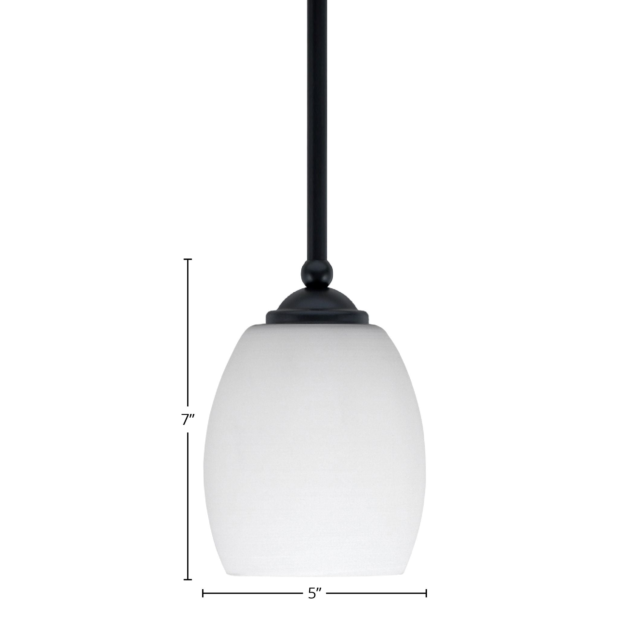 Zilo One Light Mini Pendant in Matte Black with 5" White Linen Shade