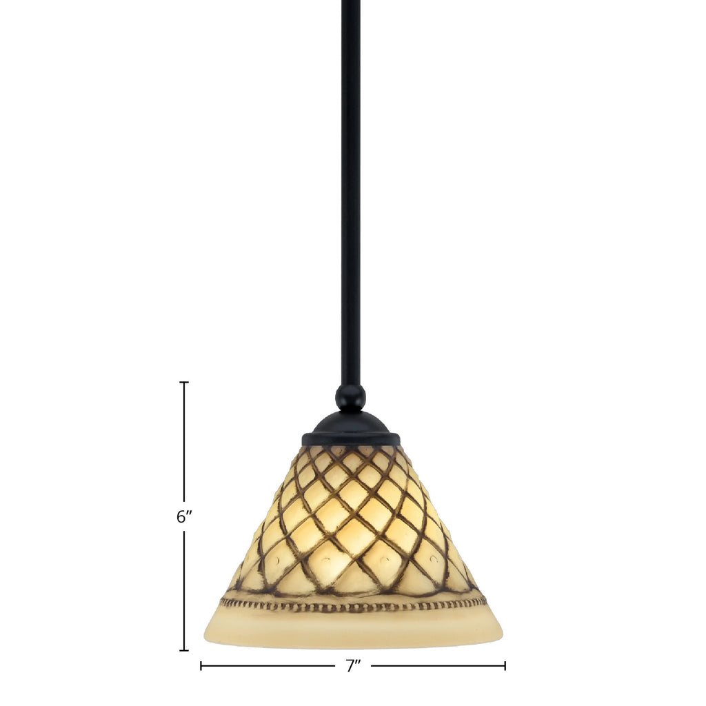 Zilo One Light Mini Pendant in Matte Black with 7" Chocolate Icing Shade
