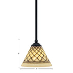 Zilo One Light Mini Pendant in Matte Black with 7" Chocolate Icing Shade