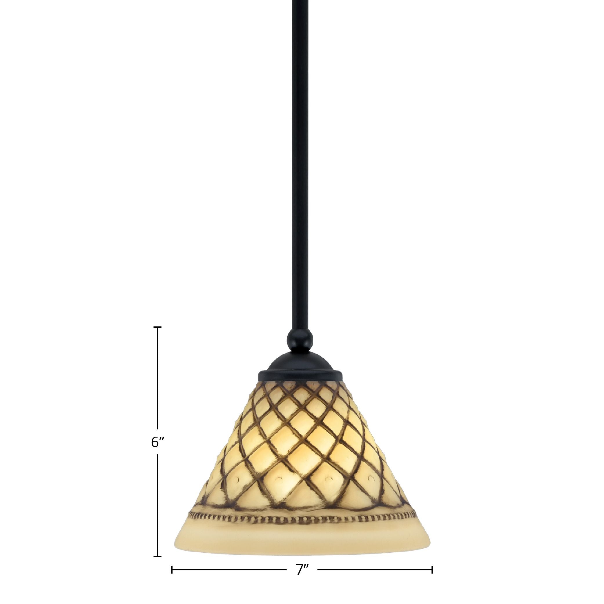 Zilo One Light Mini Pendant in Matte Black with 7" Chocolate Icing Shade