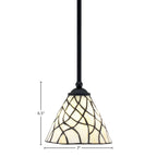 Zilo One Light Mini Pendant in Matte Black with 7" Sandhill Art Glass Shade