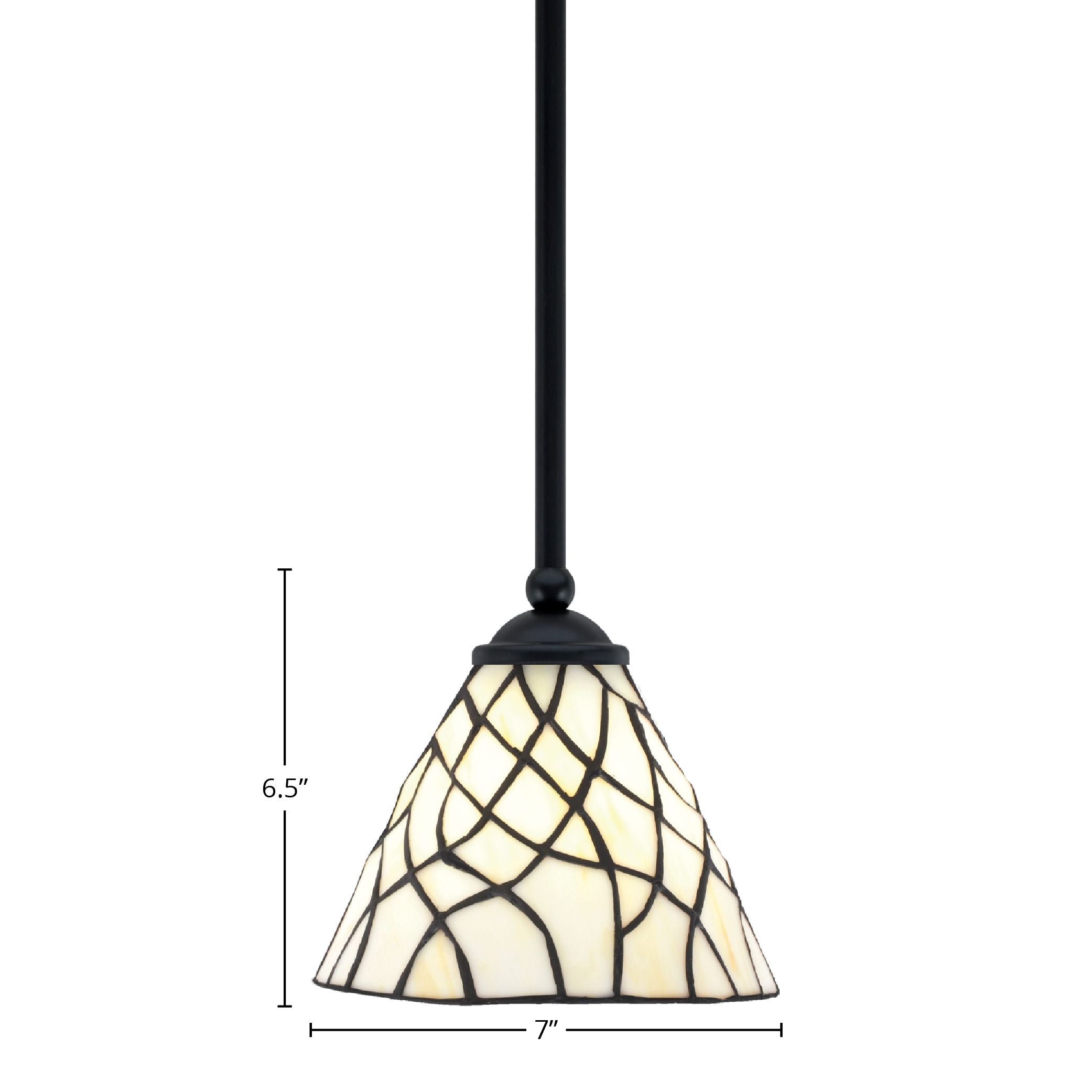 Zilo One Light Mini Pendant in Matte Black with 7" Sandhill Art Glass Shade