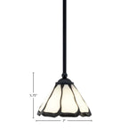 Zilo One Light Mini Pendant in Matte Black with 7" Pearl & Black Flair Art Glass Shade