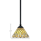Zilo One Light Mini Pendant in Matte Black with 7" Starlight Art Glass Shade
