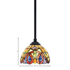 Zilo One Light Mini Pendant in Matte Black with 7" Lynx Art Glass Shade