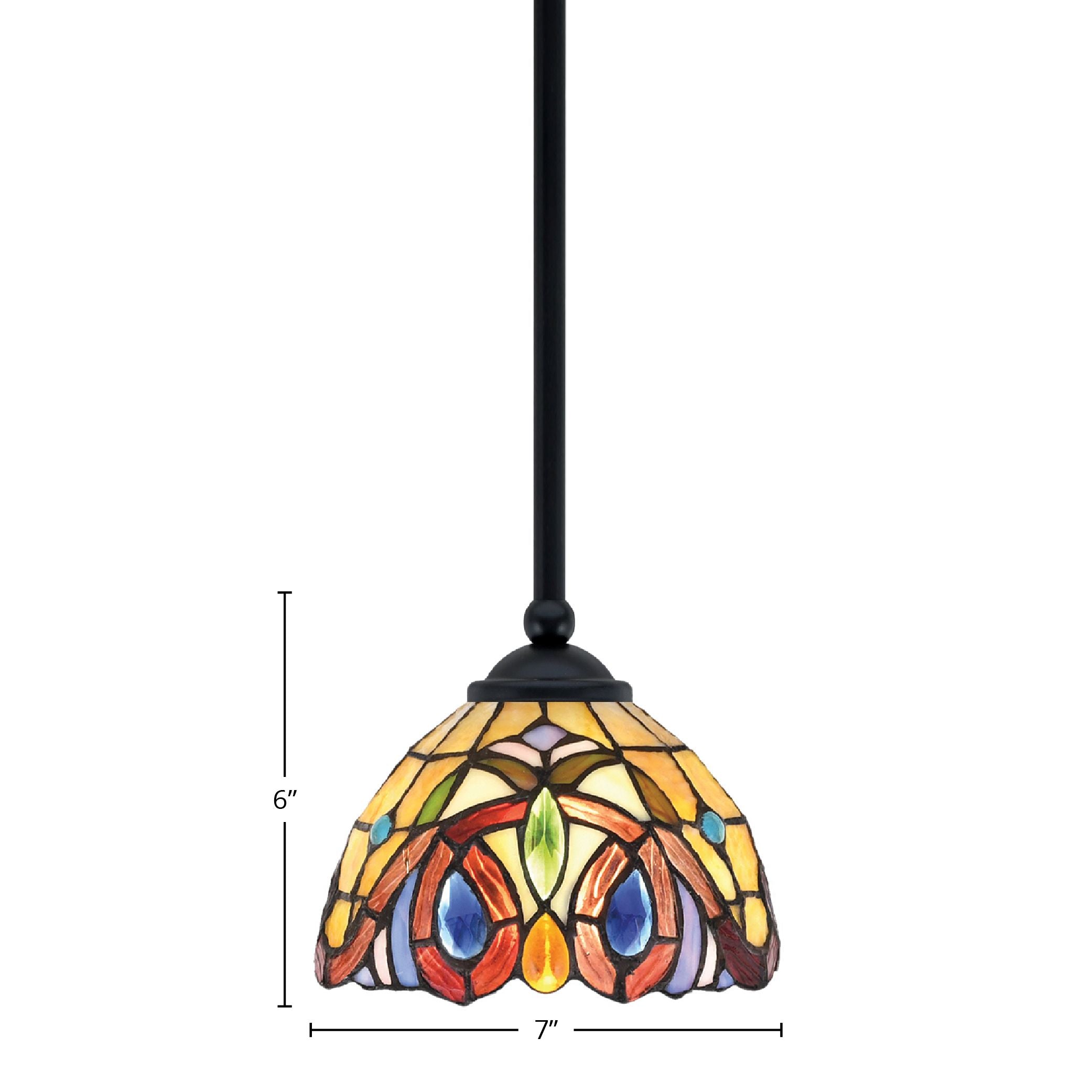 Zilo One Light Mini Pendant in Matte Black with 7" Lynx Art Glass Shade