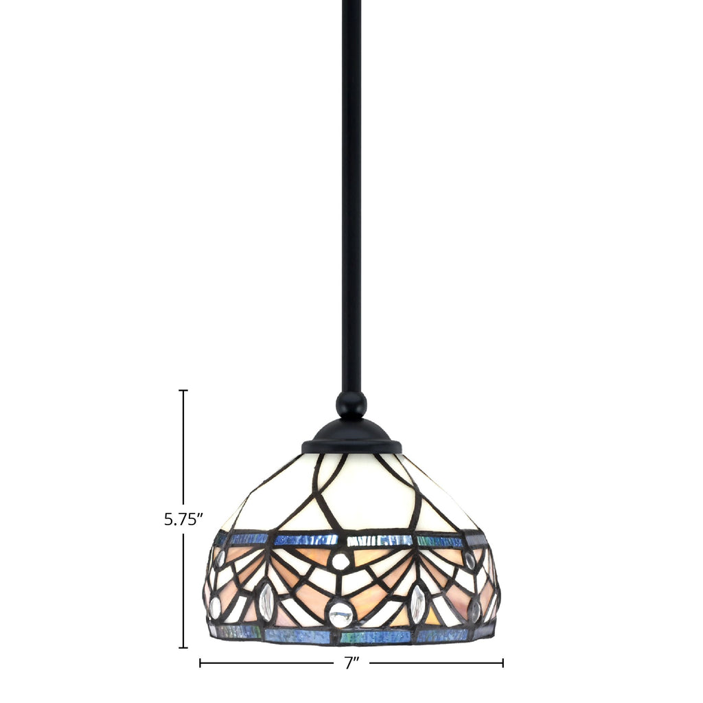 Zilo One Light Mini Pendant in Matte Black with 7" Royal Merlot Art Glass Shade