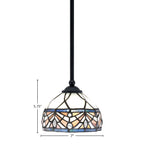 Zilo One Light Mini Pendant in Matte Black with 7" Royal Merlot Art Glass Shade