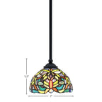 Zilo One Light Mini Pendant in Matte Black with 7" Kaleidoscope Art Glass Shade