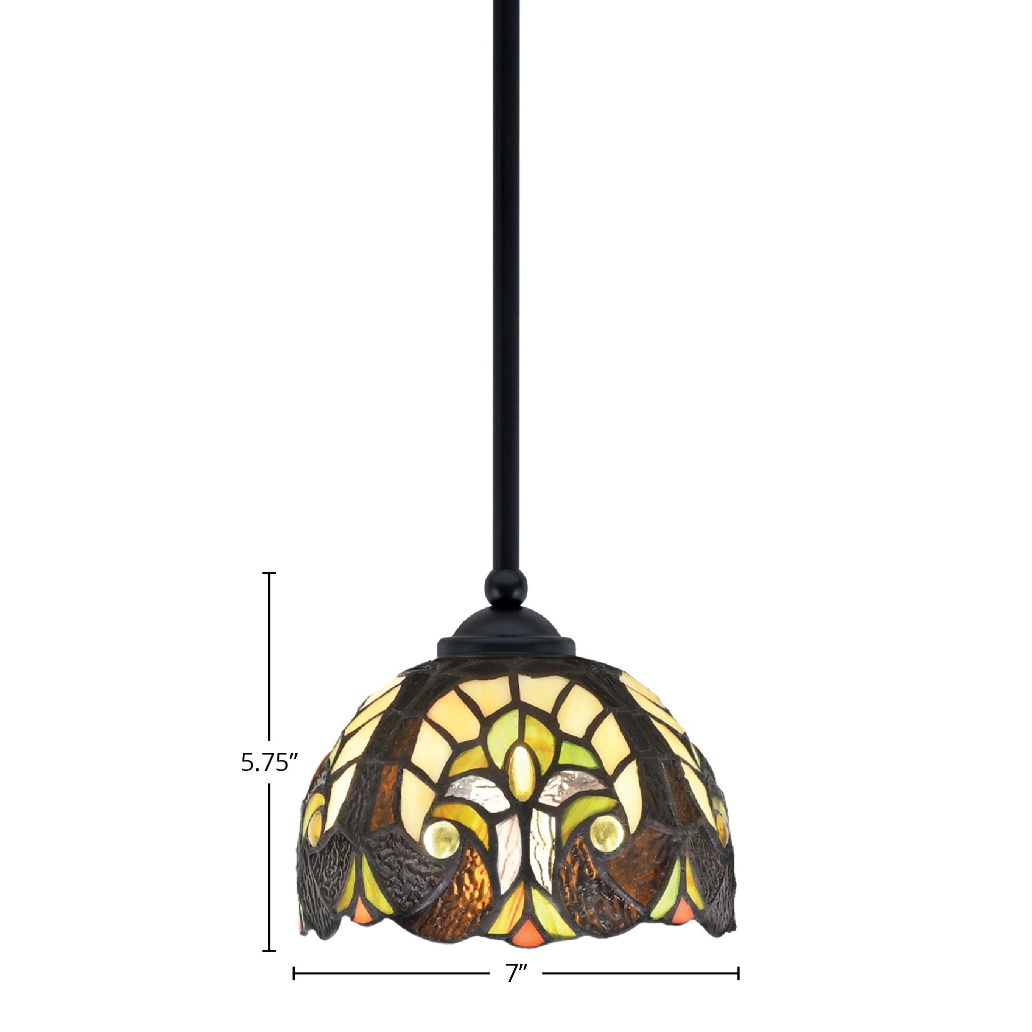 Zilo One Light Mini Pendant in Matte Black with 7" Ivory Cypress Art Glass Shade