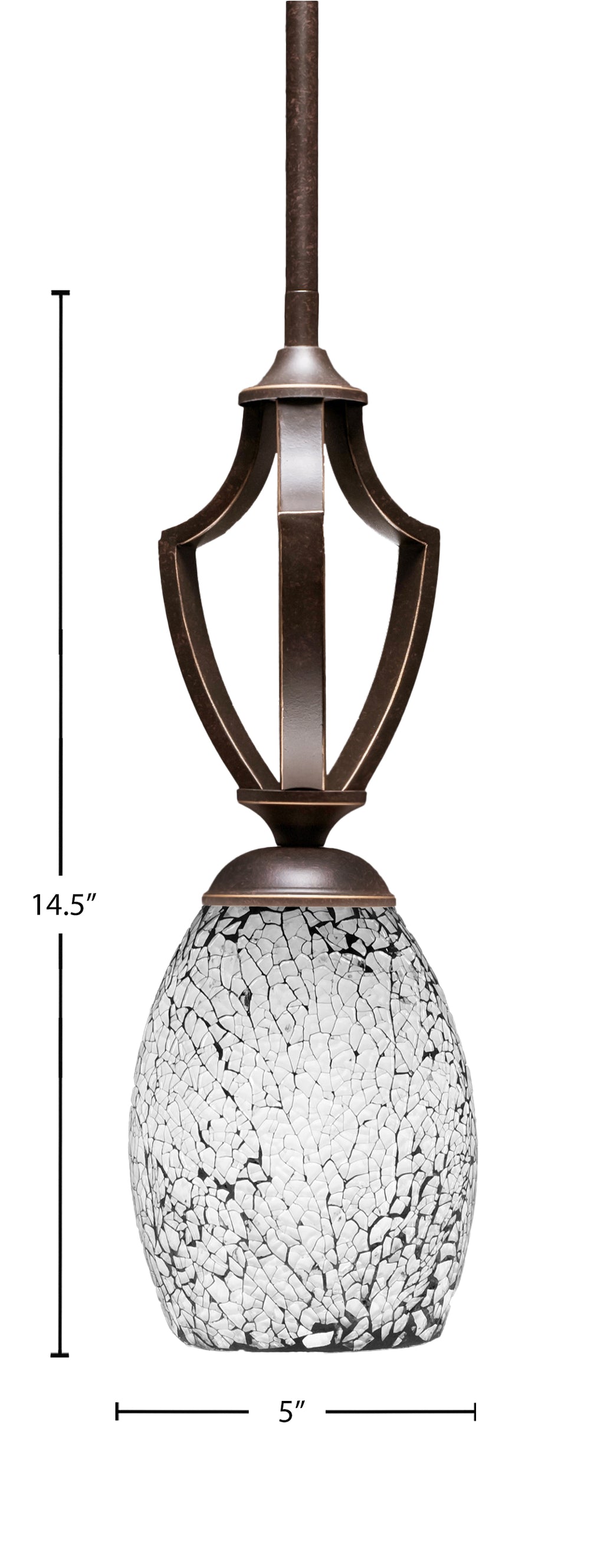 Zilo One Light Mini Pendant in Dark Granite with 5" Black Fusion Shade