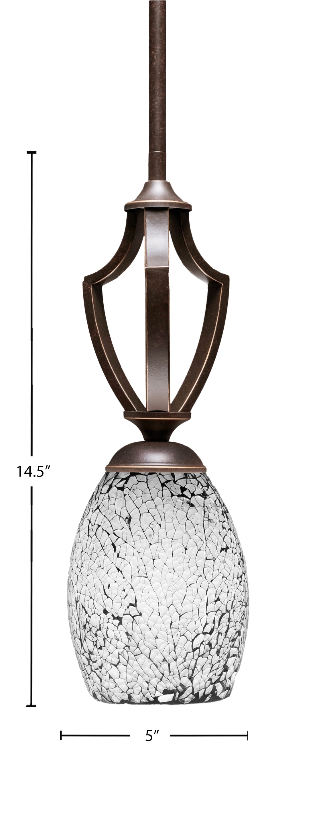 Zilo One Light Mini Pendant in Dark Granite with 5" Black Fusion Shade