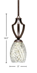 Zilo One Light Mini Pendant in Dark Granite with 5" Natural Fusion Shade