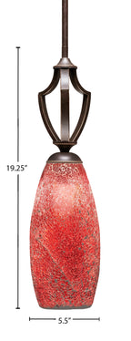 Zilo One Light Mini Pendant in Dark Granite with 5.5" Red Fusion Shade