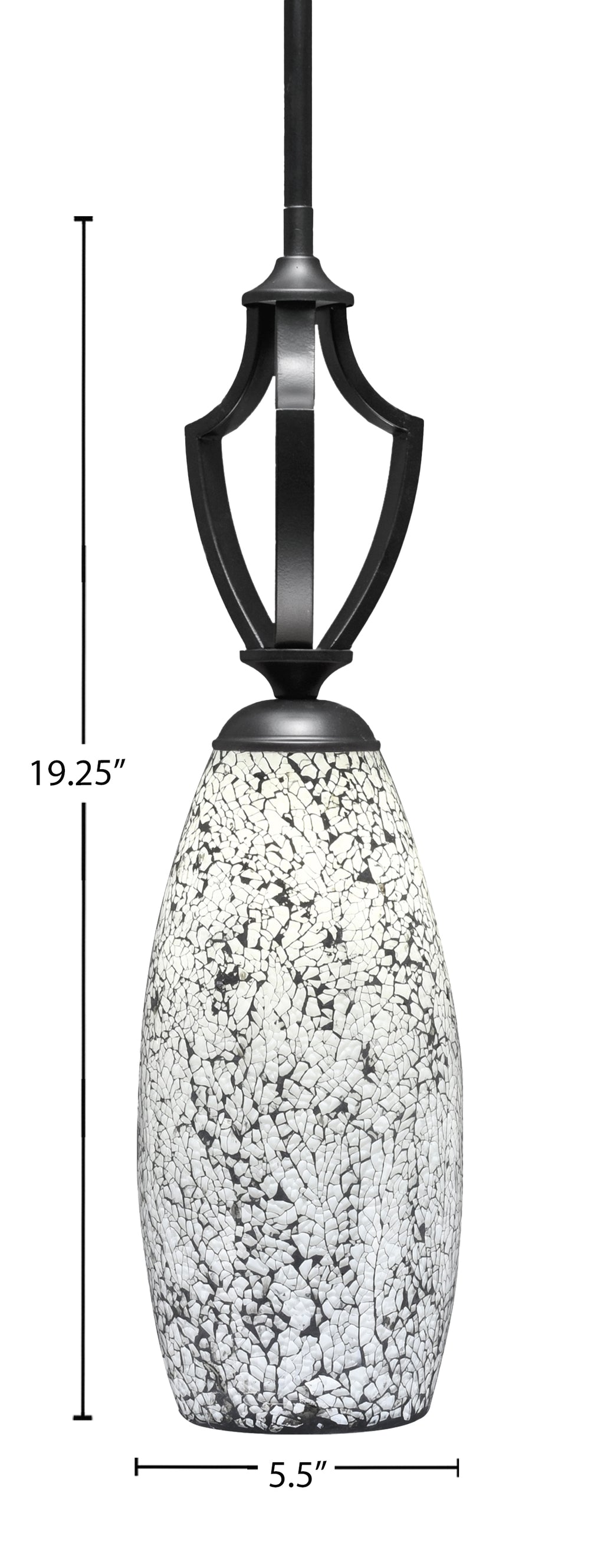 Zilo One Light Mini Pendant in Matte Black with 5.5" Black Fusion Shade