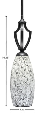 Zilo One Light Mini Pendant in Matte Black with 5.5" Black Fusion Shade