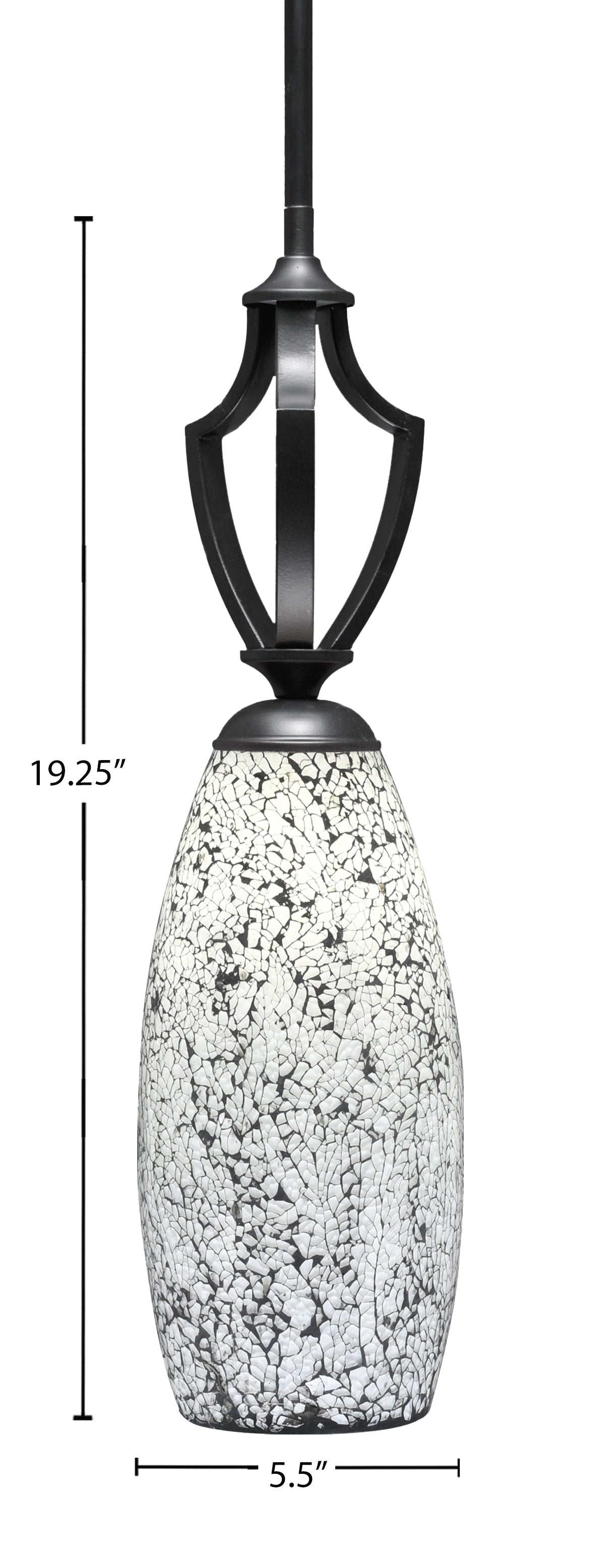 Zilo One Light Mini Pendant in Matte Black with 5.5" Black Fusion Shade