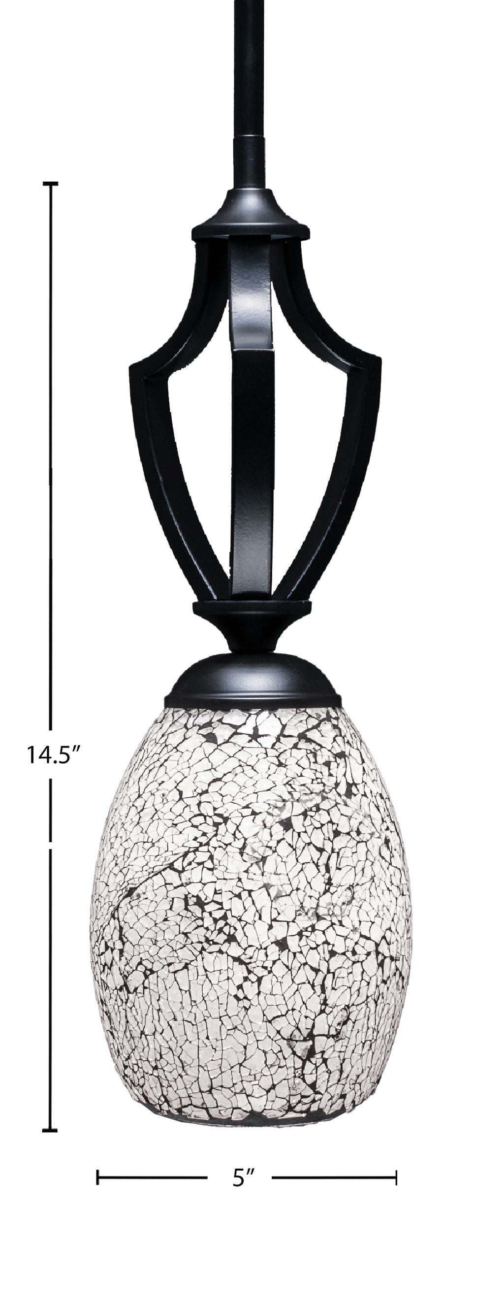 Zilo One Light Mini Pendant in Matte Black with 5" Black Fusion Shade