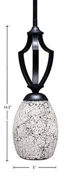 Zilo One Light Mini Pendant in Matte Black with 5" Black Fusion Shade