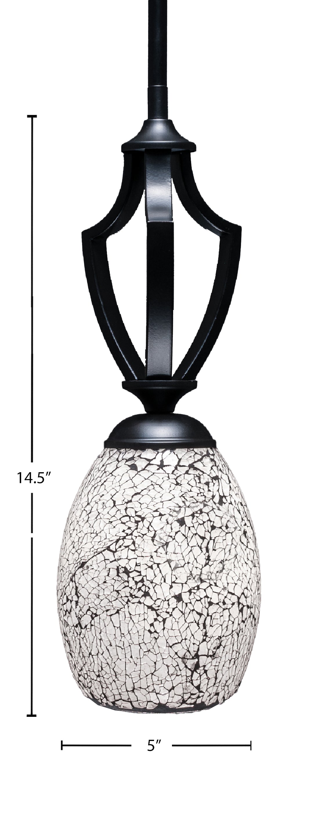 Zilo One Light Mini Pendant in Matte Black with 5" Black Fusion Shade
