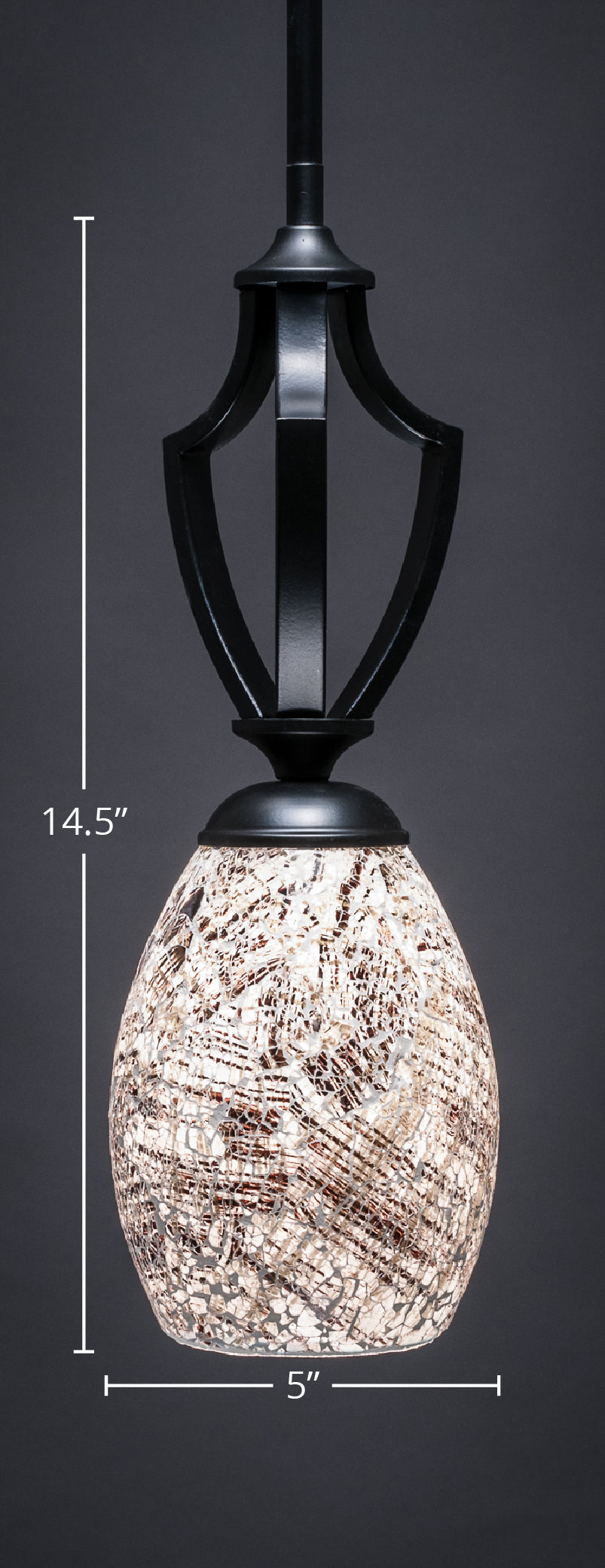 Zilo One Light Mini Pendant in Matte Black with 5" Natural Fusion Shade