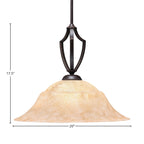 Zilo One Light Pendant in Dark Granite with 20" Italian Marble Shade
