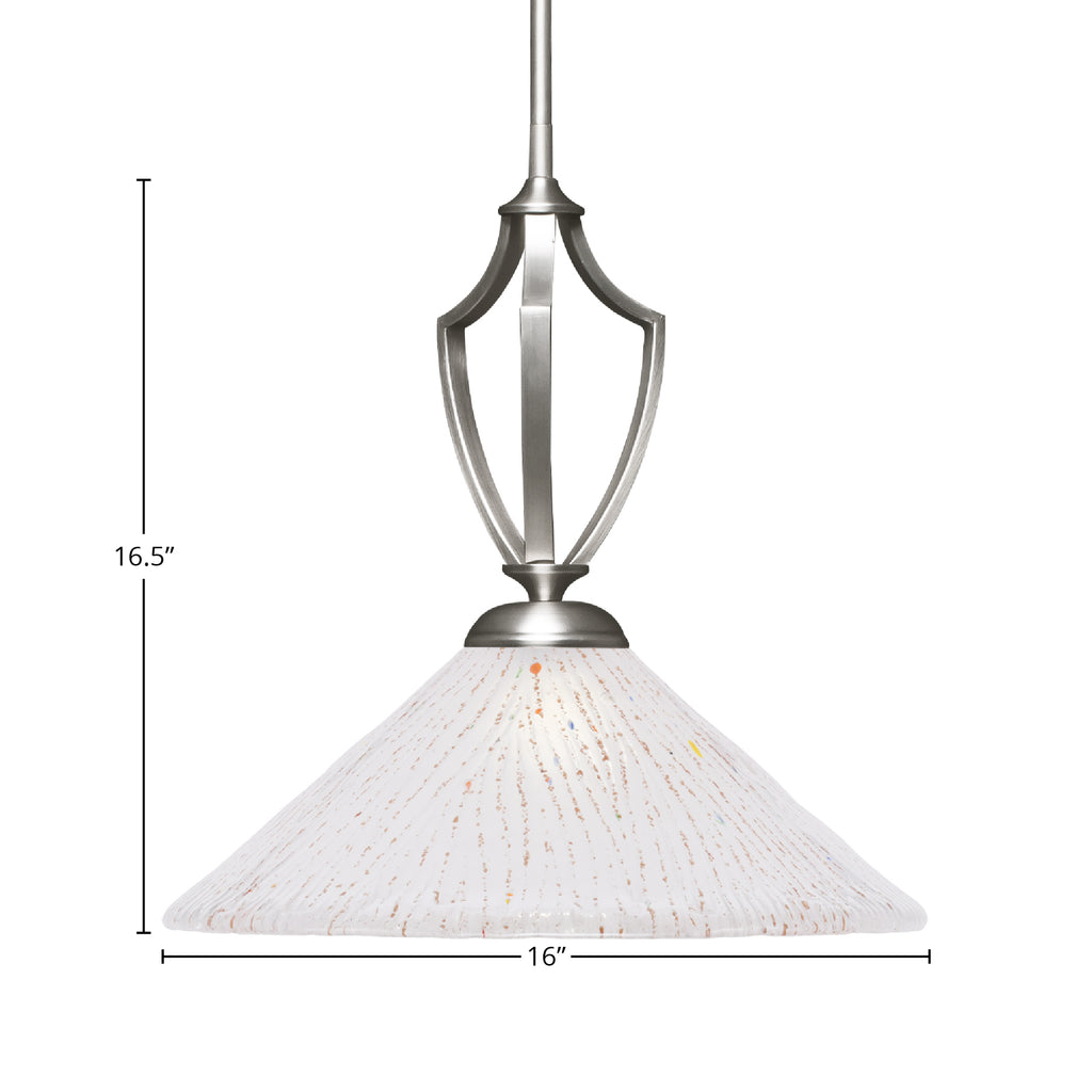 Zilo One Light Pendant in Graphite with 16" Frosted Crystal Shade