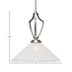 Zilo One Light Pendant in Graphite with 16" Frosted Crystal Shade