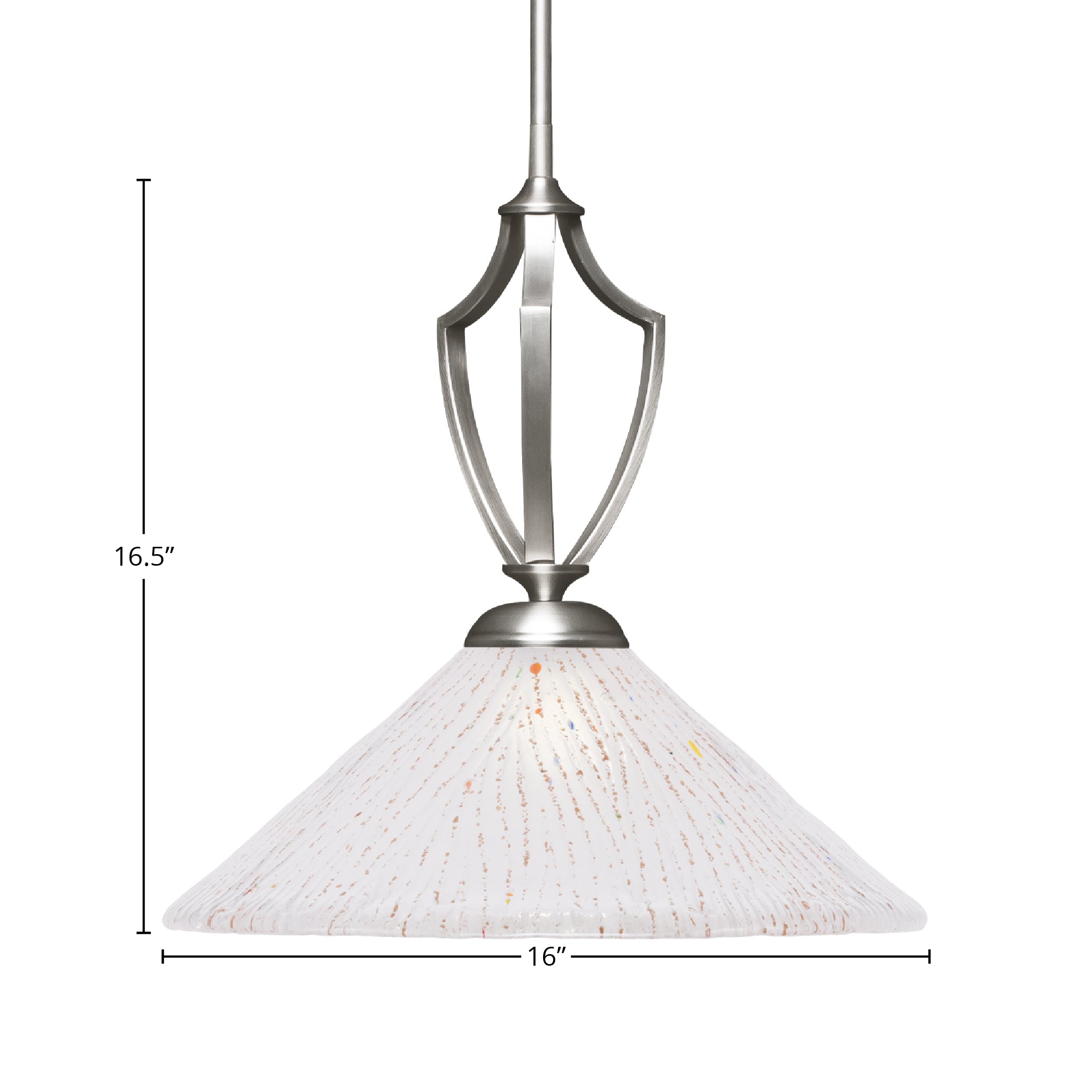 Zilo One Light Pendant in Graphite with 16" Frosted Crystal Shade