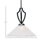 Zilo One Light Pendant in Matte Black with 16" Frosted Crystal Shade