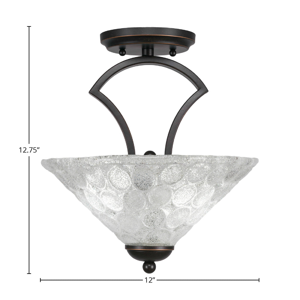 Zilo Two Light Semi-Flush Mount in Dark Granite with 12" Italian Bubble Shade