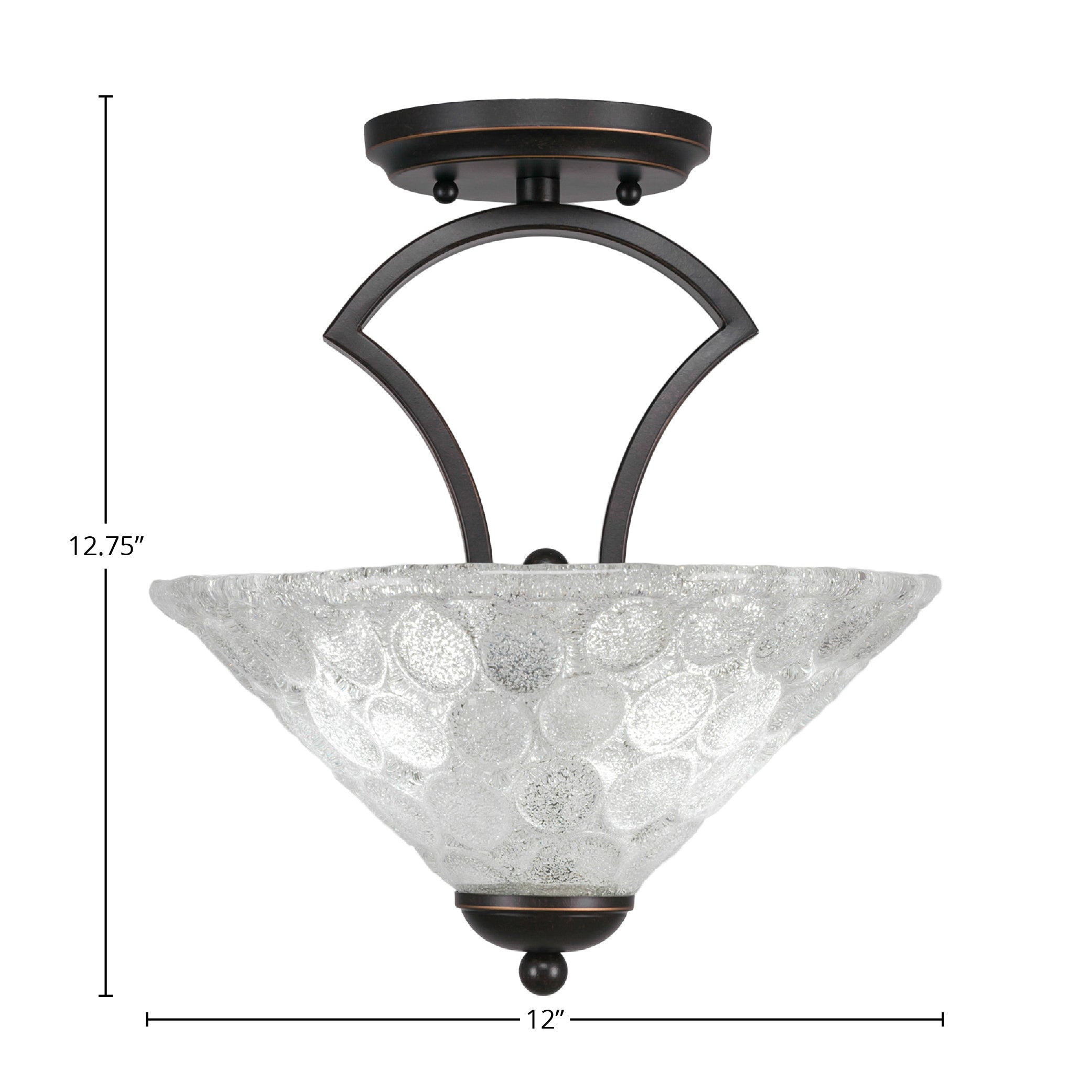 Zilo Two Light Semi-Flush Mount in Dark Granite with 12" Italian Bubble Shade