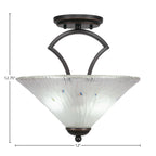 Zilo Two Light Semi-Flush Mount in Dark Granite with 12" Frosted Crystal Shade