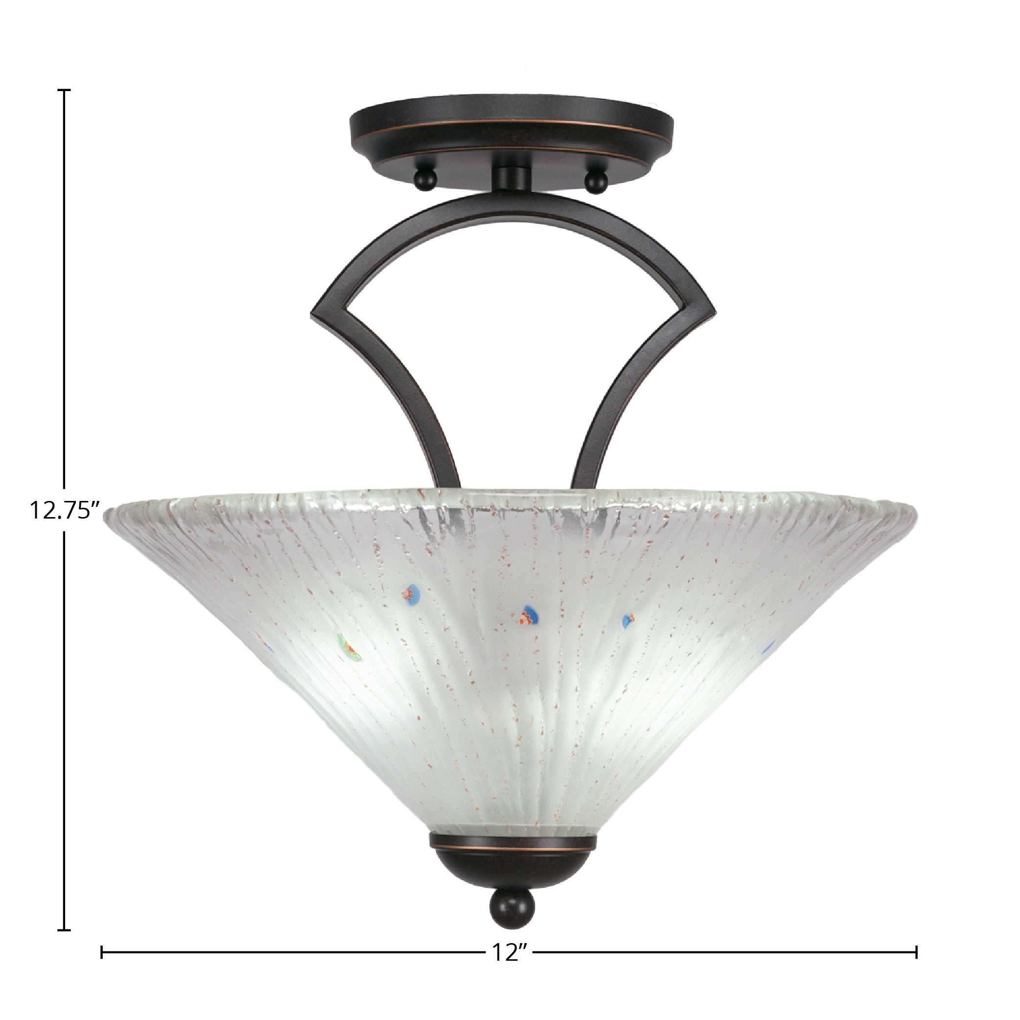 Zilo Two Light Semi-Flush Mount in Dark Granite with 12" Frosted Crystal Shade