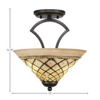 Zilo Two Light Semi-Flush Mount in Dark Granite with 12" Chocolate Icing Shade