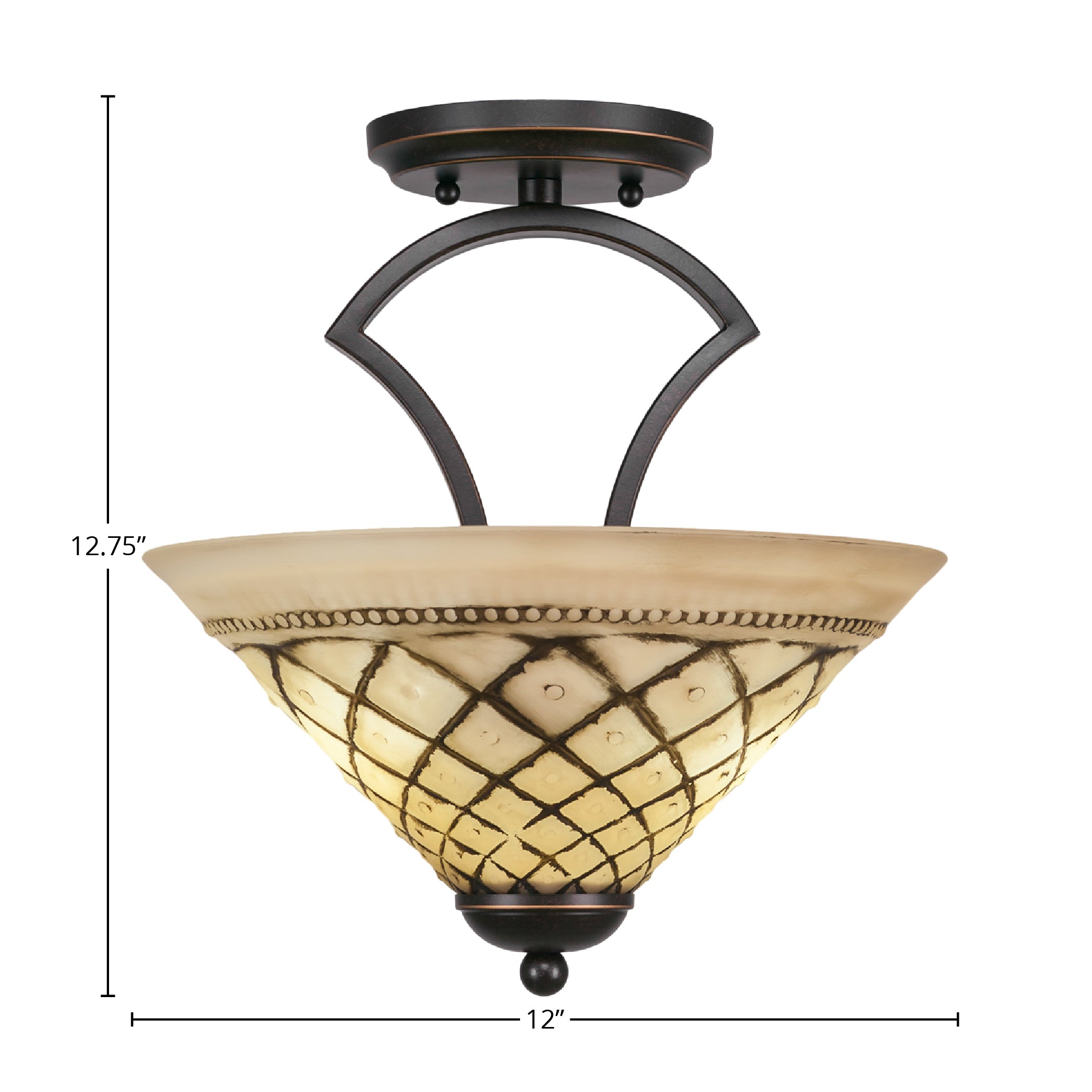 Zilo Two Light Semi-Flush Mount in Dark Granite with 12" Chocolate Icing Shade
